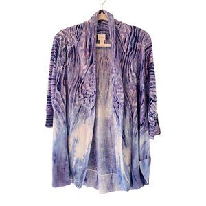 Chicos Open Front Tie-Dye Cardigan Sweater Lightweight Purple Blue Womens Sz.2